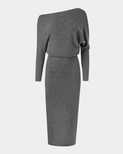 Altuzarra Kasos One-shoulder Long-sleeve Cashmere Midi Dress