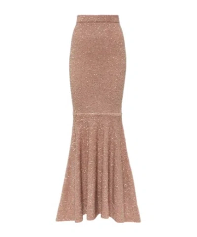 Altuzarra Kasou Metallic Knit Maxi Skirt In Brown