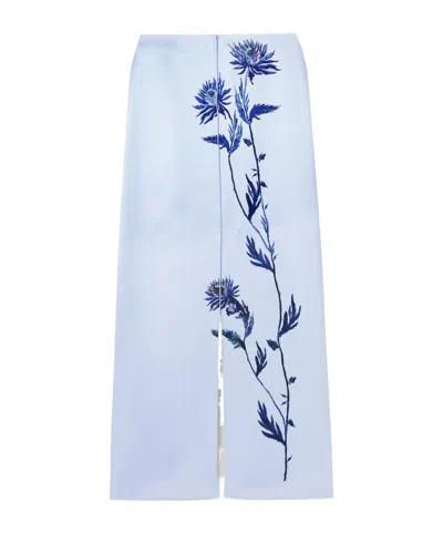 Altuzarra Kat Floral-print Silk-satin Maxi Skirt In Blue