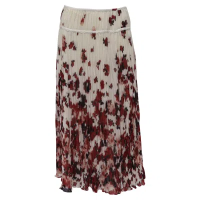 Altuzarra Kemmaren Pleated Georgette Midi Skirt In Multicolor Polyester In White