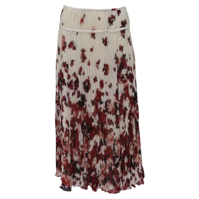 Pre-owned Altuzarra Kemmaren Pleated Georgette Midi Skirt In Multicolor Polyester In Gray