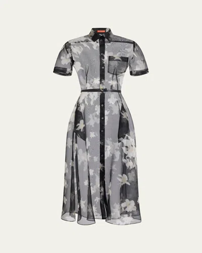 Altuzarra Kiera Floral Sheer Silk Midi Shirtdress