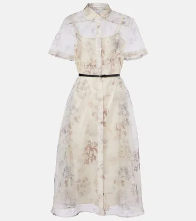 Altuzarra Kiera Floral Silk Midi Dress In White