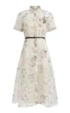 Altuzarra Kiera Floral Silk Midi Shirt Dress In White