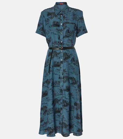 Altuzarra Kiera Printed Silk Midi Dress In Blue
