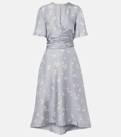 Altuzarra Kirsty Floral Draped Silk Midi Dress In Gray