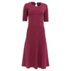 Altuzarra Knitted Midi Flared Dress In Burgundy Silk In Red