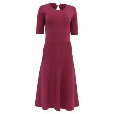 Altuzarra Knitted Midi Flared Dress In Burgundy Silk In Red