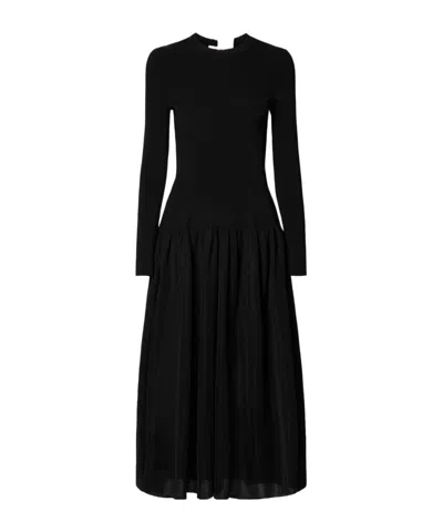 Altuzarra Knitted Plain Weave Extra-long Dress In Black