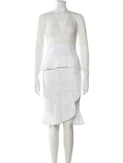 Pre-owned Altuzarra Lace Pattern Knee-length Dress In White