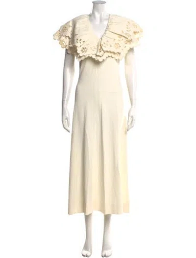 Pre-owned Altuzarra Lace Pattern Long Dress In Neutrals