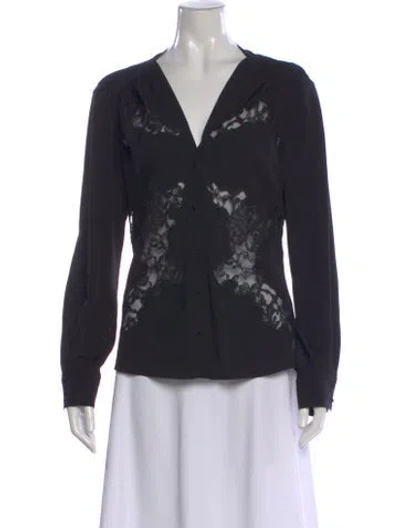 Pre-owned Altuzarra Lace Pattern V-neck Blouse W/ Tags In Black