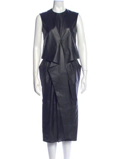 Pre-owned Altuzarra Lamb Leather Long Dress In Blue