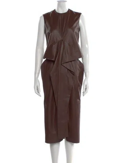 Pre-owned Altuzarra Lamb Leather Long Dress W/ Tags In Brown