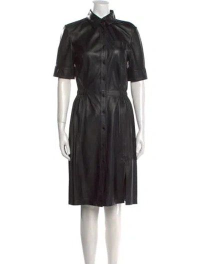 Pre-owned Altuzarra Lamb Leather Midi Length Dress In Black