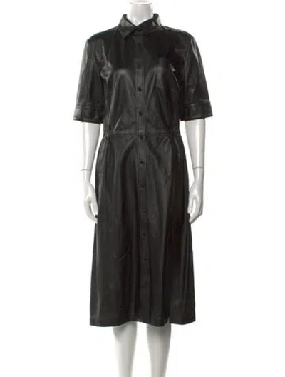 Pre-owned Altuzarra Lamb Leather Midi Length Dress In Black