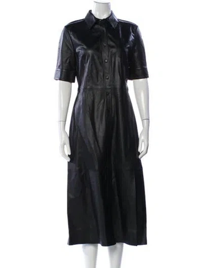 Pre-owned Altuzarra Lamb Leather Midi Length Dress In Black
