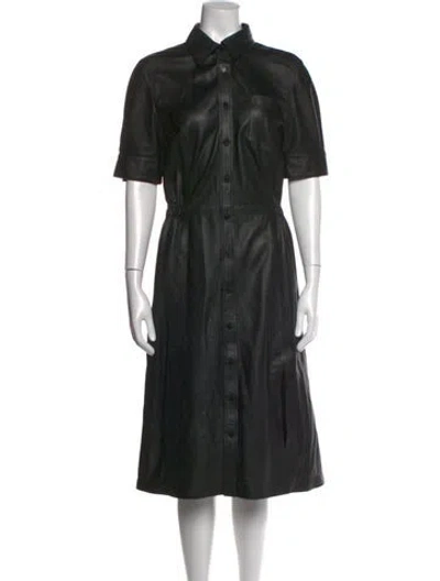 Pre-owned Altuzarra Lamb Leather Midi Length Dress In Black