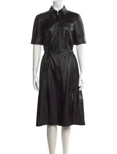 Pre-owned Altuzarra Lamb Leather Midi Length Dress In Black