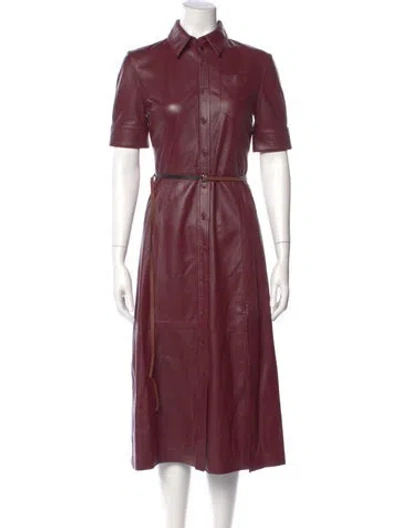 Pre-owned Altuzarra Lamb Leather Midi Length Dress In Burgundy