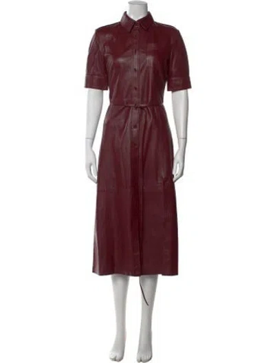Pre-owned Altuzarra Lamb Leather Midi Length Dress In Burgundy