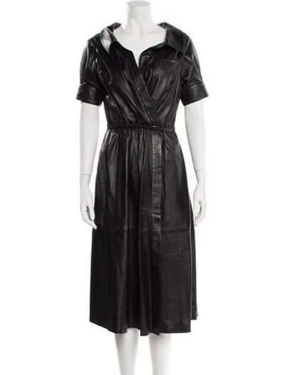 Pre-owned Altuzarra Lamb Leather Midi Length Dress In Gray