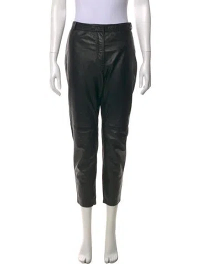 Pre-owned Altuzarra Lamb Leather Straight Leg Pants In Black