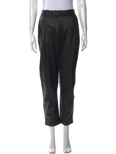 Pre-owned Altuzarra Lamb Leather Straight Leg Pants In Black