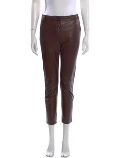Pre-owned Altuzarra Lamb Leather Straight Leg Pants In Brown