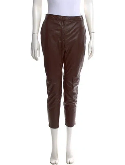 Pre-owned Altuzarra Lamb Leather Straight Leg Pants In Brown