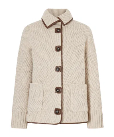 Altuzarra Lapel Honeycomb Knit Cardigan In Brown