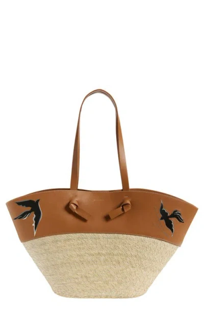 Altuzarra Large Knot Leather & Straw Basket Tote In Brown