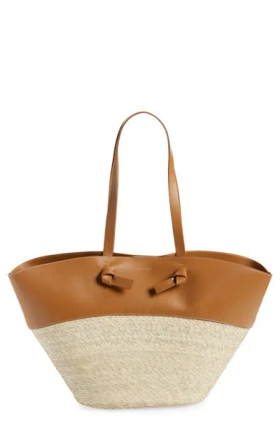 Altuzarra Large Knot Straw & Leather Tote In Brown