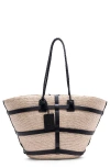 Altuzarra Large Watermill Woven Palm Tote In Natural Black