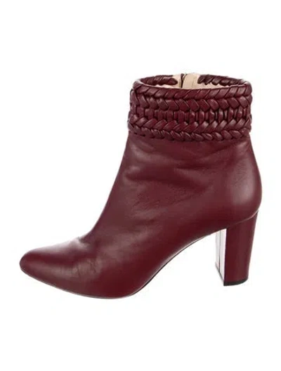 Pre-owned Altuzarra Leather Braided Accents Boots In Burgundy