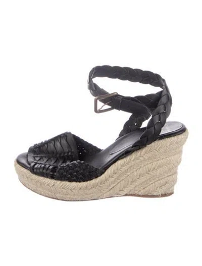 Pre-owned Altuzarra Leather Braided Accents Espadrilles In Black/neutrals