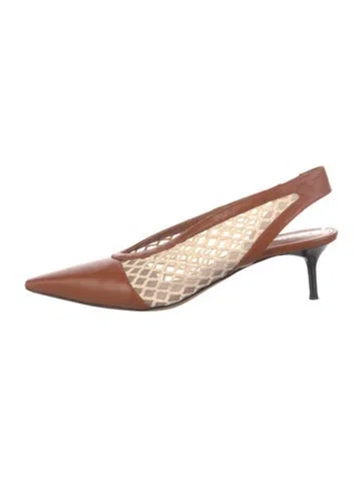 Pre-owned Altuzarra Leather Mesh Accents Slingback Pumps In Neutral