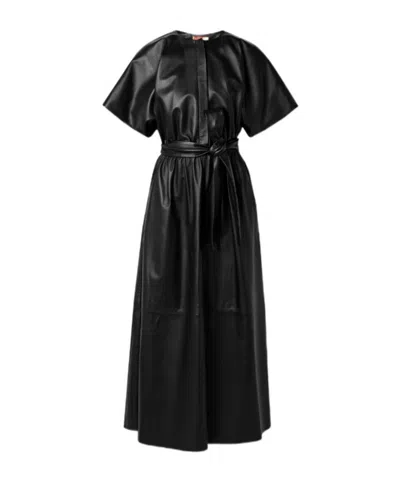 Altuzarra Leather Midi Dress With Belt In Black