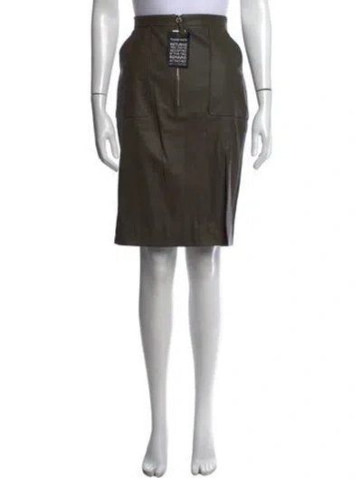 Pre-owned Altuzarra Leather Midi Length Skirt W/ Tags In Green