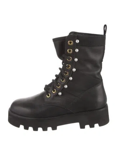 Pre-owned Altuzarra Leather Studded Accents Combat Boots In Black