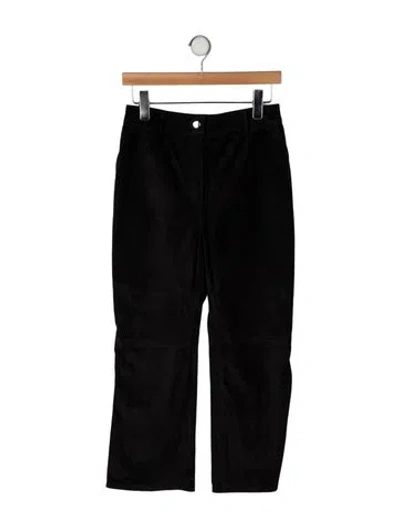 Pre-owned Altuzarra Leather Wide Leg Pants In Black