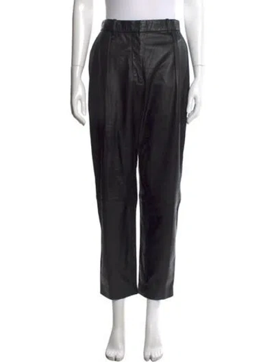 Pre-owned Altuzarra Leather Wide Leg Pants In Black