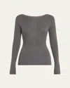 Altuzarra Lee Boat-neck Long-sleeve Cashmere Sweater In Gray