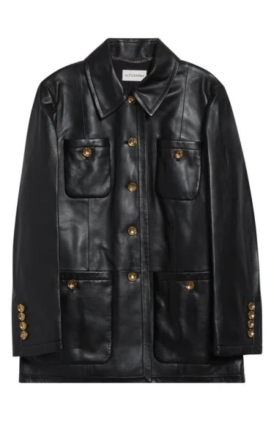 Altuzarra Leni Lambskin Leather Coat In Black