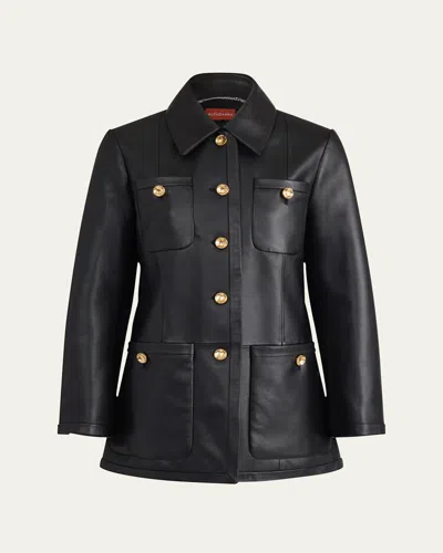 Altuzarra Leni Leather Single-breasted Coat In Black