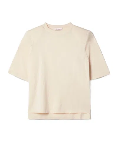 Altuzarra Lilou Oversized Silk And Cotton-blend Jersey T-shirt In Neutral
