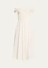 Altuzarra Lily Ruched Cap-sleeve Midi Dress In Optic White