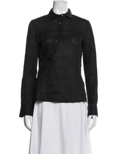 Pre-owned Altuzarra Linen Long Sleeve Blouse In Black
