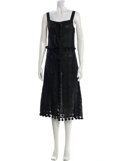 Pre-owned Altuzarra Linen Midi Length Dress In Black