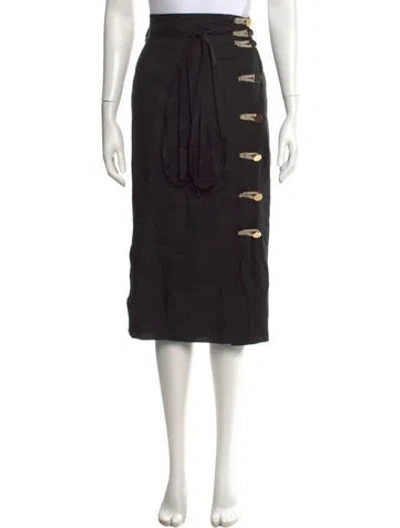 Pre-owned Altuzarra Linen Midi Length Skirt In Black